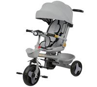 Triciclo infantil evolutivo, luces y música, asiento envolvente, asiento e inclinación, cochecito de 4 ruedas, 100 x 75 x 50 cm, color gris