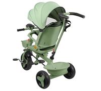 Triciclo infantil evolutivo, triciclo 5 en 1- luces y música, asiento envolvente, asiento e inclinación, cochecito de 4 ruedas, guardaespaldas extraíbles, portavasos, verde