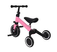 Triciclo niño bebé evolutivo 1-3 años, bicicleta de montaña, bicicleta de bebé, mini bandera, sillín ajustable (2 en 1, rosa)
