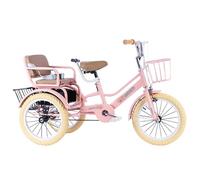 Triciclo para adulto Bicicleta cómoda de 3 ruedas de 14, 16, 18 y 20 pulgadas con asiento para niños, triciclo de dos pedales para niños de 3 a 11 años, carga máxima de 200 kg, bicicleta(Pink,20in)