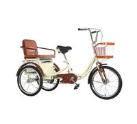 Triciclo para Adultos, 20 Pulgadas Triciclo para Adultos,Capacidad De Carga 180kg con Asiento Trasero Y Cesta De La Compra, 3 Ruedas Bicicleta