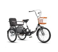 Triciclo para Adultos, 20 Pulgadas Triciclo para Adultos,Capacidad De Carga 180kg con Asiento Trasero Y Cesta De La Compra, 3 Ruedas Bicicleta