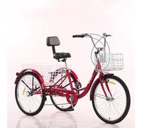 Triciclo para Adultos 24" con Cesta de Compras, Bicicleta de 3 Ruedas para Adultos y Ancianos, Bicicleta Crociera Estable para Compras, Ejercicio & Ocio, Morado y Blanco Red