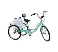Triciclo para Adultos de 24 Pulgadas, 3 Ruedas, 7 Velocidades, Plegable, Bicicleta de Crucero para Personas Mayores, con Cesta y Luz