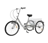 Triciclo para adultos de 24 pulgadas, 6 velocidades, bicicleta para personas mayores con cesta de la compra, carga máxima de 120 kg, rueda de la compra para adultos, personas mayores y mujeres con