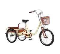 Triciclo para adultos, Triciclo for adultos de 20 pulgadas, de 3 ruedas, con neumáticos antideslizantes y cesta de la compra, de una sola velocidad, for que los padres lo recojan y lo dejen. Pedaleo.