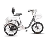 Triciclo para Adultos, Triciclo Plegable, Bicicleta De 3 Ruedas, con Cambio De 7 Velocidades, Manija De Freno De Estacionamiento Grey