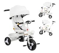 Triciclo para bebé, triciclo evolutivo para niños, luz, música, sentado, reclinable, blanco