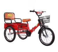 Triciclo plegable con cabina trasera, bicicleta cruiser con horquilla delantera reforzada, triciclo rickshaw con asiento trasero, bicicleta de 3 ruedas con ruedas de radios neumáticos, freno simple