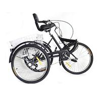 Triciclo Plegable de 24 Pulgadas para Adultos - 3 Ruedas Bicicleta con Cesta y Respaldo - 7 Velocidades Ajustable en Altura - Cesta Delantera para Adultos Mayores (Asiento Plegable)