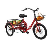 Triciclo plegable para adultos bicicleta Triciclo 20 pulgadas triciclo plegable 7 velocidades 3 ruedas bicicleta con canasta de compras (rojo)