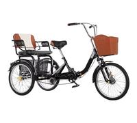 Triciclo plegable para personas mayores adultos,triciclo rickshaw con pedales,triciclo tripulado con asiento trasero,bicicleta 3 ruedas con horquilla delantera hidráulica,frenos delanteros y traseros