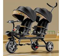 Triciclo Trike para Niños - Triciclo para niños 4 en 1 con doble asiento, bicicleta de pedales de dos plazas, cochecito con parasol, chasis robusto, triciclos para parques infantiles al aire libre, pa