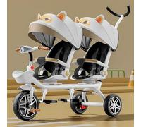 Triciclo Trike para Niños - Triciclo para niños 4 en 1 con doble asiento, bicicleta de pedales de dos plazas, cochecito con parasol, chasis robusto, triciclos para parques infantiles al aire libre, pa