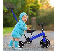 Triciclos para Niños, 3 en 1 Una Bici Multifunción, Adecuado para niños de 1-3 años,Triciclo,Bicicleta,Carro de Equilibrio,Caminante, Altura del Asiento Regulable -3 en 1 (Azul)