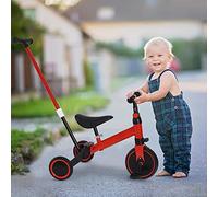 Triciclos para Niños, 3 en 1 Una Bici Multifunción, Adecuado para niños de 1-3 años,Triciclo,Bicicleta,Carro de Equilibrio,Caminante, Altura del Asiento Regulable -3 en 1 (Rojo)