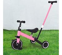 Triciclos para Niños, 3 en 1 Una Bici Multifunción, Adecuado para niños de 1-3 años,Triciclo,Bicicleta,Carro de Equilibrio,Caminante, Altura del Asiento Regulable -3 en 1 (Rosa)