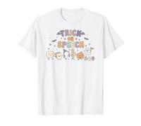 Trick or Speech SLP Equipo de Terapeutas del Habla de Halloween Camiseta gráfica económica, Hombre, Blanco, L