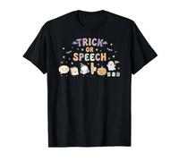 Trick or Speech SLP Equipo de Terapeutas del Habla de Halloween Camiseta gráfica económica, Hombre, Negro, M