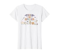 Trick or Speech SLP Equipo de Terapeutas del Habla de Halloween Camiseta gráfica económica, Mujer, Blanco, S