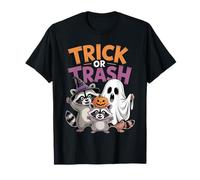 Trick or Trash Funny Raccoon Halloween Pumpkin Ghost Camiseta