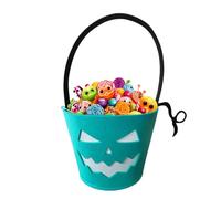 Trick or Treat Basket - Glowing Halloween Basket | Pumpkin Bucket | Fluorescent Felt Candy Tote Bag for Kids Chocolates Snacks Goodies, Light Up Party Favor Supplies Decoration