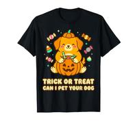 Trick Or Treat Can I Pet Your Dog Cute Halloween Girl Camiseta