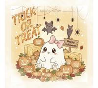 Trick or Treat : Cozy Kawaii Ghost Coloring Book: A Cute & Easy Halloween Coloring Book for Kids Ages 4-8 - Perfect for Home, Classroom, or Halloween Party Fun!