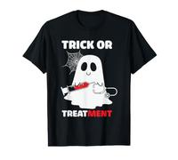 Trick Or Treatment Ghost Nurse Funny Halloween Costume Camiseta gráfica económica