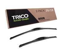 TRICO Silicone Ceramic™ (90-2618) 26 y 18 pulgadas, paquete de 2 escobillas de repuesto para parabrisas de automóvil, lámina de silicona recubierta de cerámica de alta calidad para modelos de