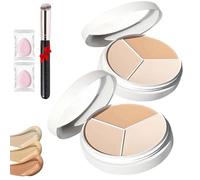 Tricolor Concealer,For Mature Light Medium Skin.2Pcs | Face Concealer Highlight Contour Palette Tri Color Pot,Moisturizing & Long Lasting