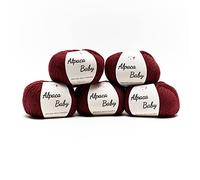 Tricot Cafè Alpaca Baby - Ovillo de lana para bebé Alpaca Superfina transpirable, repelente al agua, resistente y elástico para agujas y ganchillo: 4.00/4.50 25 gr - Rojo oscuro