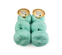 Tricot Café - Scintilla - Ovillos de algodón puro supermercerizado antipilling gaseado para agujas y ganchillos: 3.50-4.50 Verde Agua 33 6pcs