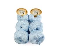 Tricot Café - Scintilla - Ovillos de algodón puro supermercerizado antipilling gaseado para agujas y ganchillos: 3.50-4.50 Azul baby 12 6pcs