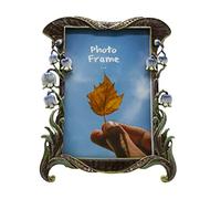 Tricune Marco de fotos floral de 4 x 6 pulgadas, marco de fotos vintage hecho de metal y vidrio de alta definición para exhibición de mesa, decoración del hogar, marco de fotos retro