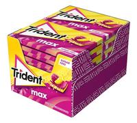 TRIDENT Chicles Sabor Frambuesa y Limón Sin Azúcar, Pack 12 uds