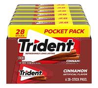 Trident Goma de mascar de canela sin azúcar, dulces navideños para rellenar calcetines de Navidad para adultos y niños, envueltos individualmente, 6 paquetes de 28 piezas (168 piezas en total)