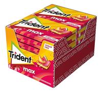 Trident Max Melocotón y Sandía - Chicles sin Azúcar con Sabor a Melocotón y Sandía- Paquete de 12 Envases de 23 g