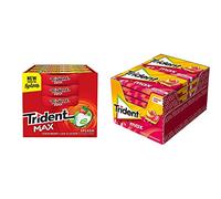 Trident Max Splash Fresa y Lima - Chicles sin Azúcar con Sabor a Fresa y Lima- Paquete de 16 Envases de 22 g & Max Melocotón y Sandía - Chicles sin Azúcar con Sabor a Melocotón y Sandía