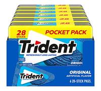 Trident Original Flavor - Goma de mascar sin azúcar, 6 paquetes de 28 piezas (168 piezas en total)