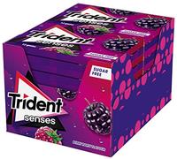 Trident Senses Berry- Chicles sin Azúcar con Sabor a Frutos Rojos - Paquete de 12 envases de 23 g