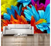 Tridimensional Bello Fresco Colorido Flores 3D Papel Pintado Tapiz Textura de Seda Oficina Comedor Sofá Dormitorio Sala Estar TV Fondo Pantalla-250cm×170cm