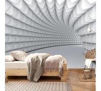 Tridimensional Blanco Geométrico Túnel Extensión Espacial 3D Papel Pintado Pared Fácil Instalación Oficina Sala Estar Sofá Dormitorio TV Fondos Decoración-150cm×105cm