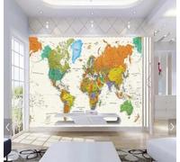 Tridimensional Caricaturesco Abstracto A Color Mapa Del Mundo 3D Papel Pintado Pared Fácil Instalación Oficina Sala Estar Sofá Dormitorio TV Fondos Decoración-430cm×300cm