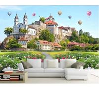 Tridimensional Castillo Globo Aerostático Jardín Paisaje 3D Papel Pintado Pared Fácil Instalación Oficina Sala Estar Sofá Dormitorio TV Fondos Decoración-350cm×256cm