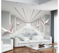 Tridimensional Extensión Espacial Grullas De Papel Nubes Arquitectura 3D Papel Pintado Pared Fácil Instalación Oficina Sala Estar Sofá Dormitorio TV Fondos Decoración-400cm×280cm