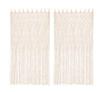 TRIEBAN 2 cortinas de macramé para colgar en la pared, cortina de puerta bohemia, tapiz tejido hecho a mano, para bodas, ventanas y separadores de habitaciones, decoración de pared para el hogar y la