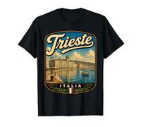Trieste Italia Vintage Costa Adriática Viajes Puerto Italiano Camiseta gráfica económica, Hombre, Negro, L