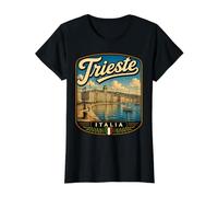 Trieste Italia Vintage Costa Adriática Viajes Puerto Italiano Camiseta gráfica económica, Mujer, Negro, L
