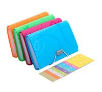 Trieur Extensible Petit Portable 4 Pack A6 Taille 13 Pochettes Organisateur de document Multicolore Plastique Accordéon Trieur Classeur de Documents- Rouge, Jaune, Bleu, Vert / 17.5 x 11 x 2.5 cm